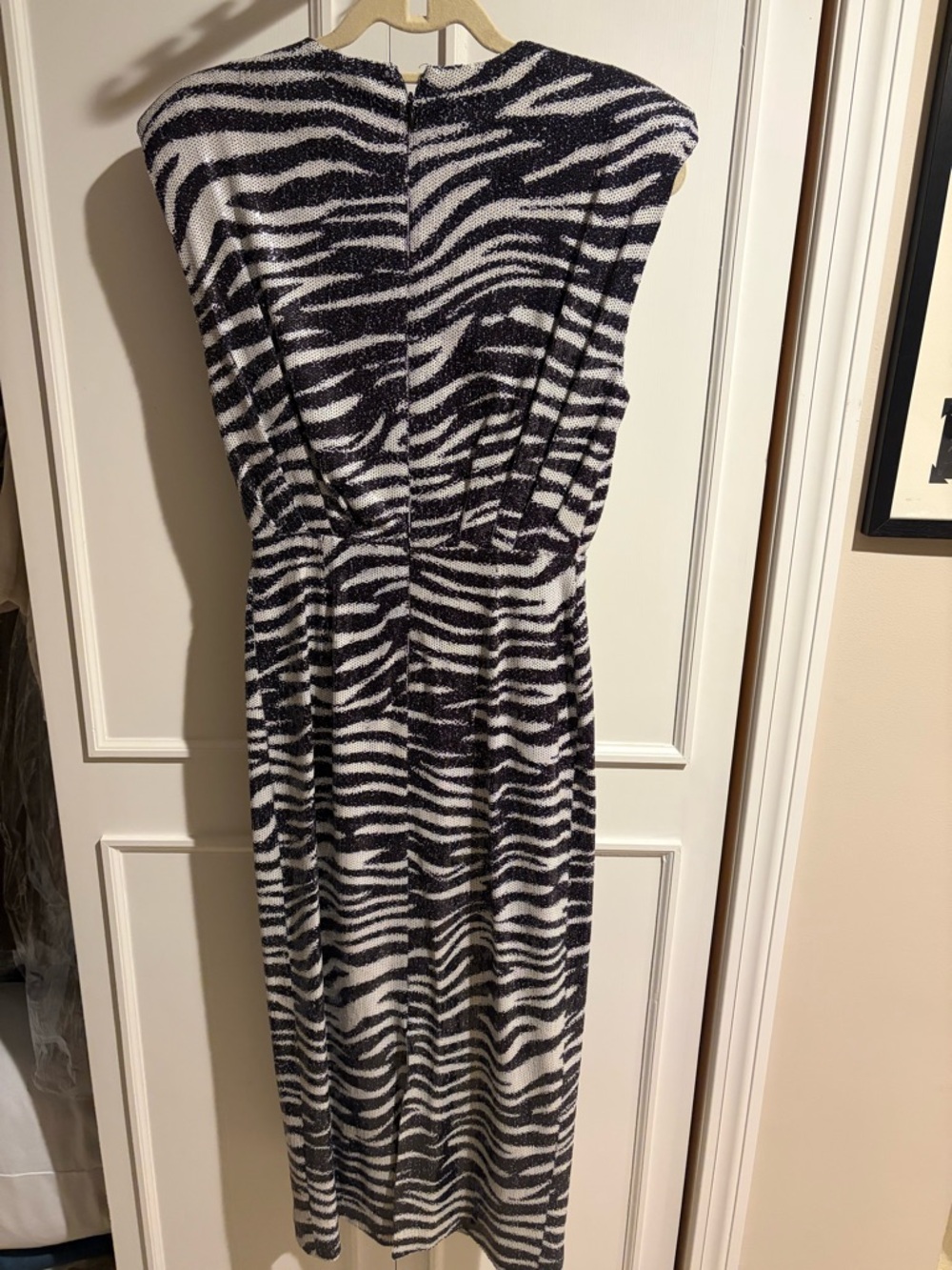 MISHA COLLECTION Black and White Zebra-Print Midi Dress